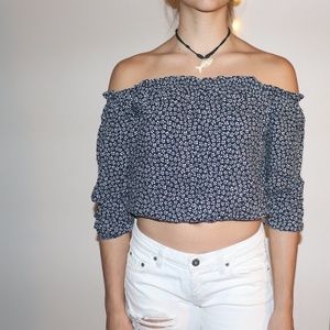 Brandy Melville Floral Off-the-Shoulder Top